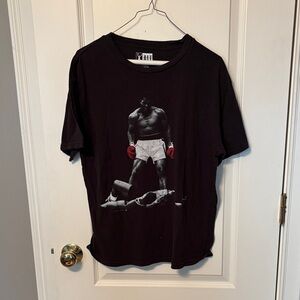 Black Graphic Tee with Red and White Design